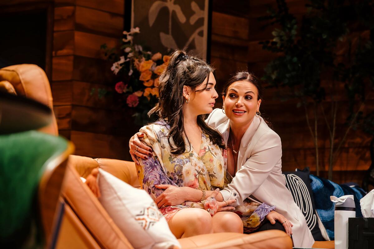 Lana Parrilla, left, and Isabella Gomez in "One of the Good Ones" at Pasadena Playhouse.