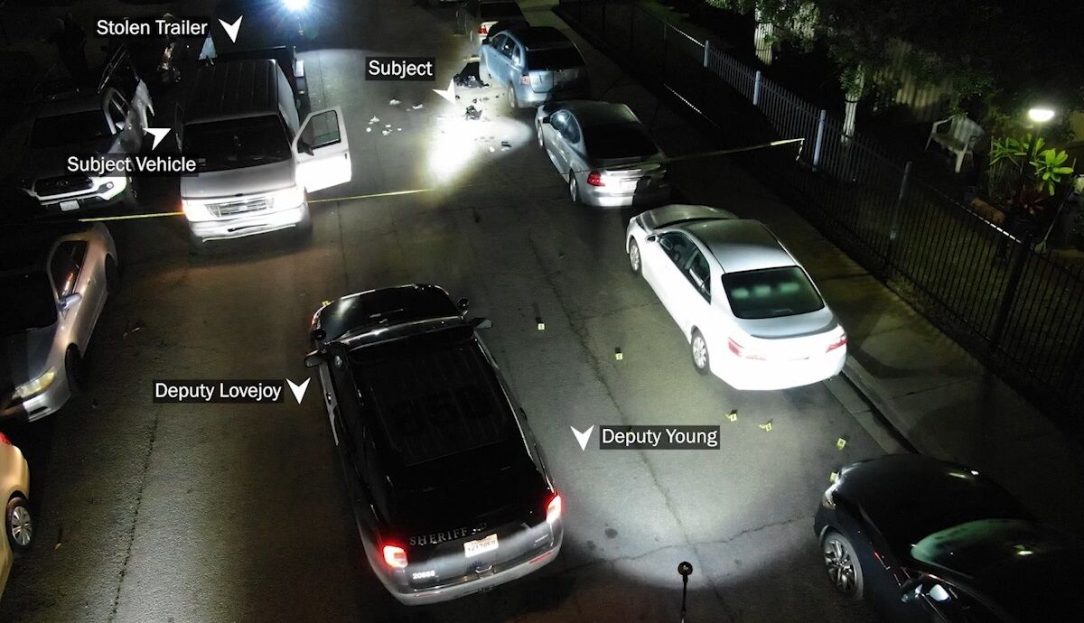 Overhead view of Feb. 16 El Cajon scene shows where Deputies David Lovejoy, Jonathon Young were when they shot Erik Talavera