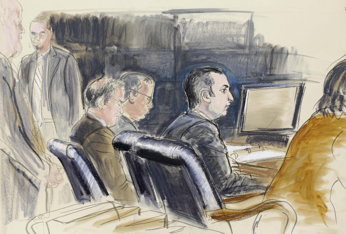 In this courtroom sketch, Gilberto Valle is seen in federal court in New York on Monday.
