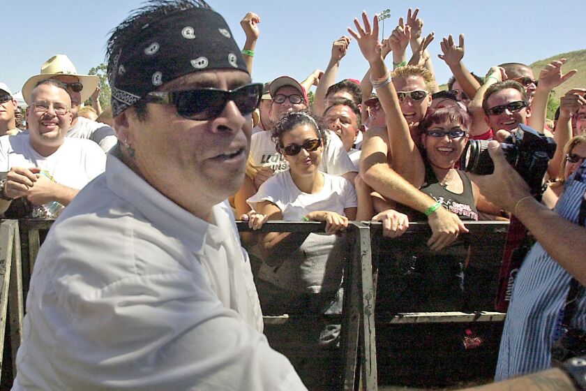 The Cadillac Tramps' Mike "Gabby" Gaborno at the 2001 Hootenanny Festival in Irvine.