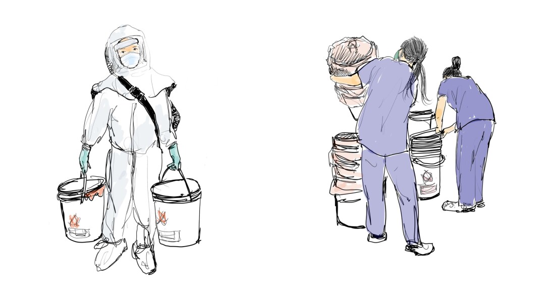 ICU nurse sketches heroes at a coronavirus isolation ward ...