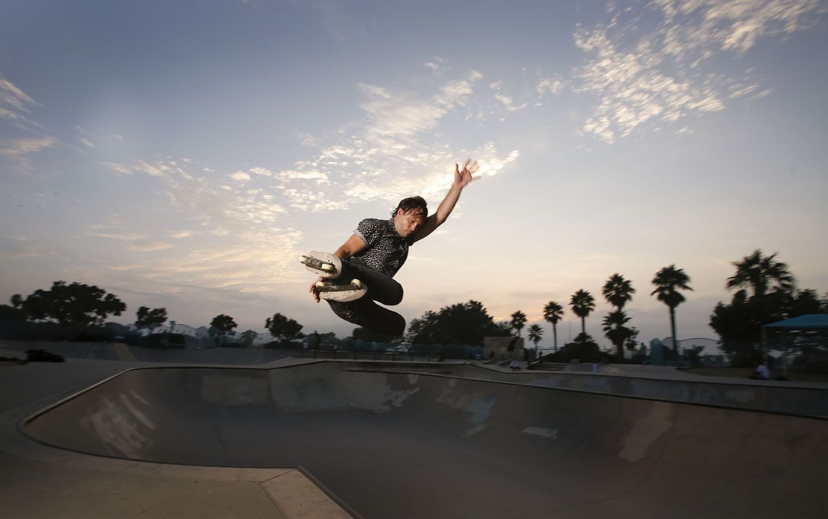 Nick Riggle, at the Ocean Beach Skate Park, is a former X Games skater and the author of "On Being Awesome: A Unified Theory of How Not to Suck." (Howard Lipin/San Diego Union-Tribune)