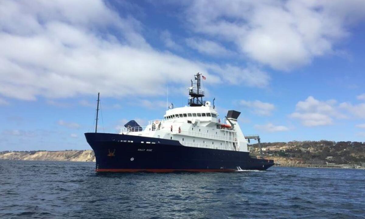 The R/V Sally Ride visited the Scripps Pier area on Friday.