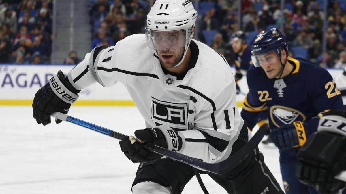 Kings forward Anze Kopitar skates during the second period against the Buffalo Sabres on Tuesday in Buffalo N.Y.