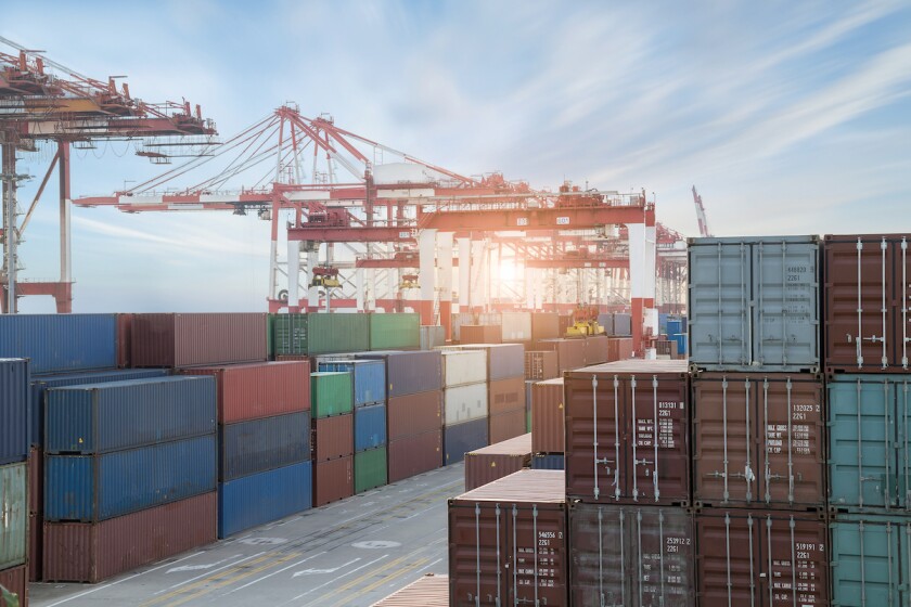 Logistics and transportation of Container Cargo ship