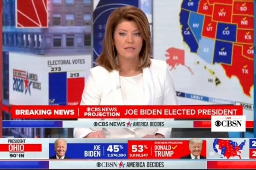 CBS News anchor Norah O'Donnell calls the presidential election for Joe Biden.
