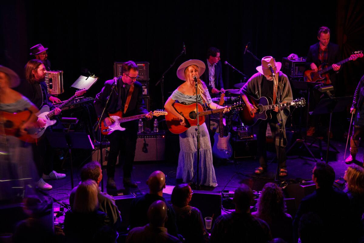 Margo Price and Bob Weir perform during the the Americana Music Assn. tribute to John Prine at The Troubadour.