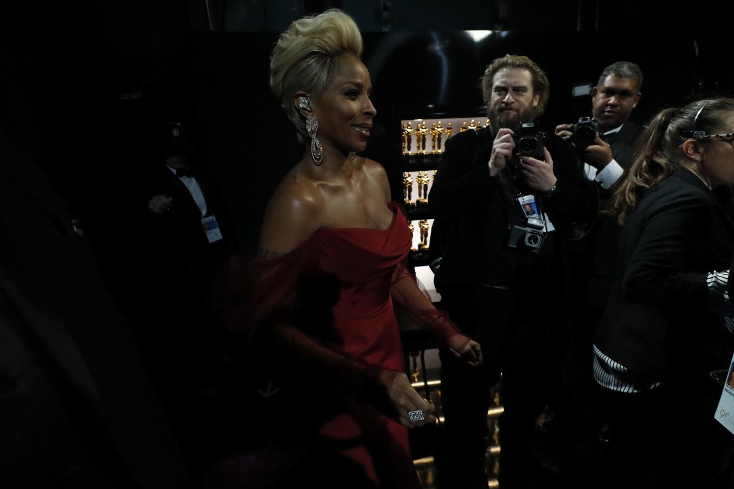 Mary J. Blige backstage at the 90th Academy Awards on Sunday at the Dolby Theatre in Hollywood.