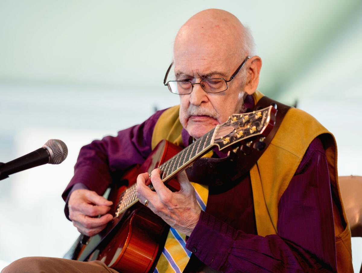 Jazz guitarist Jim Hall performs at the Newport Jazz Festival 2013.