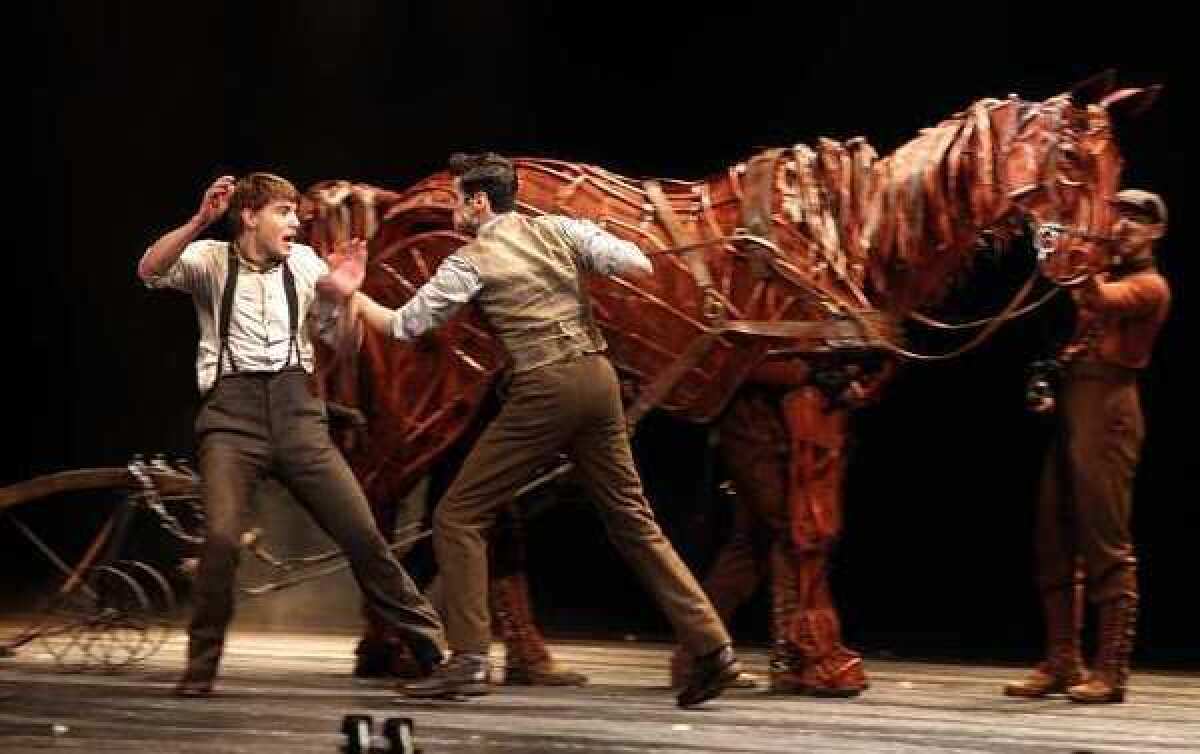 A scene from the U.S. national tour of "War Horse" at the Ahmanson Theatre in Los Angeles.