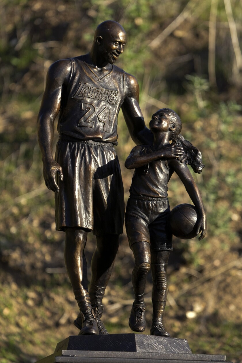 A bronze sculpture honoring former Los Angele