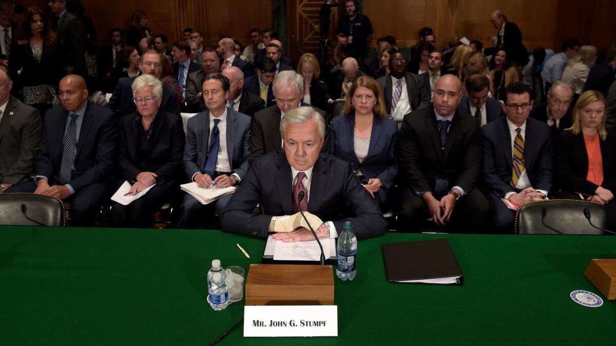 Former Wells Fargo CEO John Stumpf prepares to testify about the bank's scandal before the Senate Banking Committee in October. It was the beginning of the end for him, but his bank may yet evade consequences.