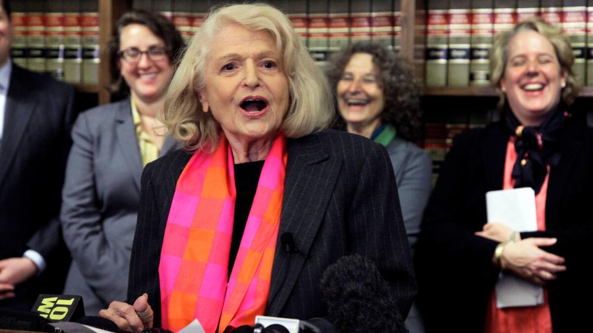 Edith Windsor speaks at a news conference in New York in 2012.