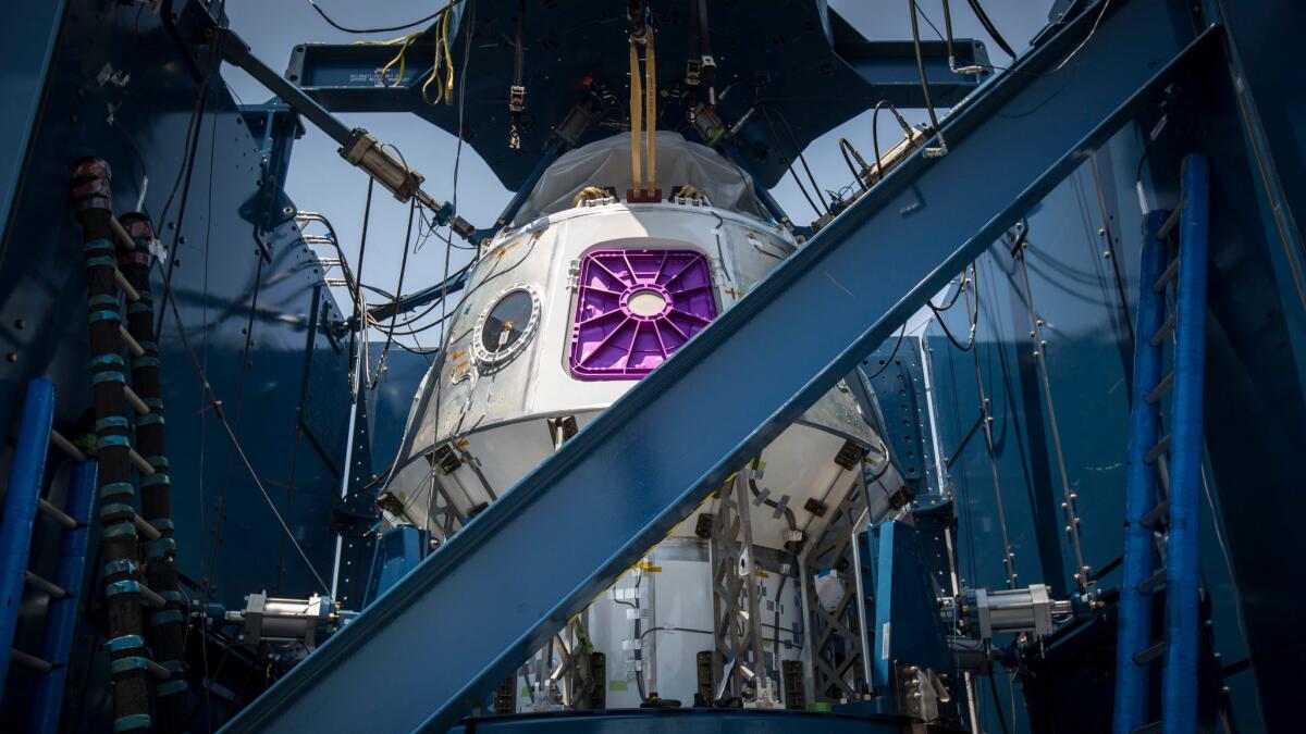 SpaceX's Crew Dragon Weldment pressure vessel structure is shown June 29 in Hawthorne.