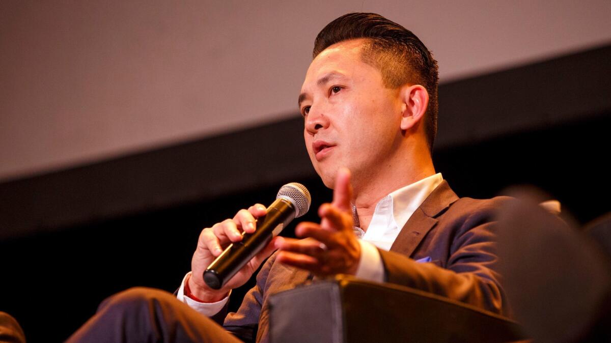 Viet Thanh Nguyen speaks at the Pulitzer centennial celebration in Los Angeles