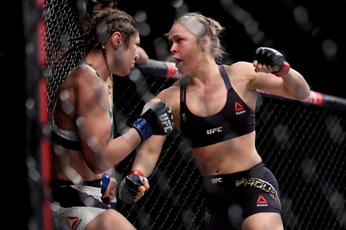 Ronda Rousey defeated Bethe Correia in 34 seconds in a bantamweight title fight in Brazil at UFC 190 on Aug. 1.