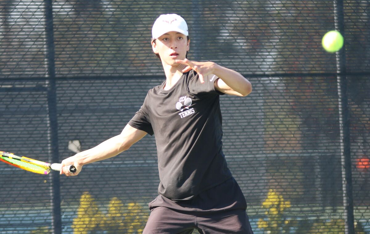 The senior duo of Kyle Villeponteau (above) and Kevin Wang accounted for three doubles points.