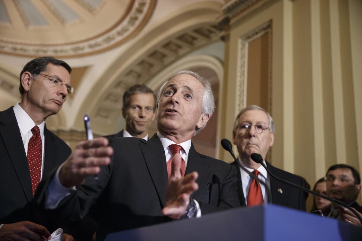 Senate Foreign Relations Committee Chairman Bob Corker (R-Tenn.) outlines his bill requiring congressional review of any comprehensive nuclear agreement with Iran.
