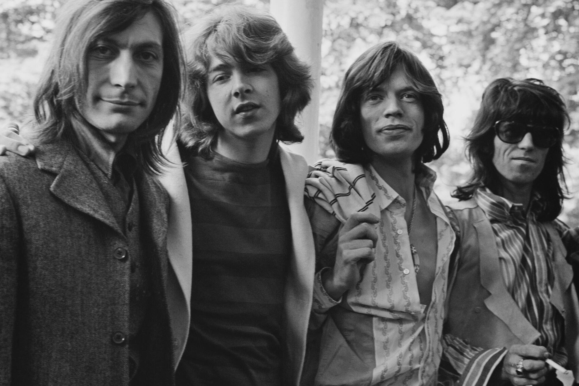 The Rolling Stones in Hyde Park, London, in 1969: Charlie Watts, Mick Taylor, Mick Jagger, Keith Richards.
