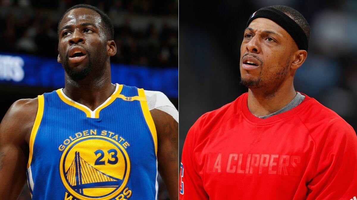 Golden State's Draymond Green, left, had some choice words for the Clippers' Paul Pierce on Thursday night.