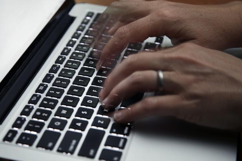  photo shows a person working on a laptop 