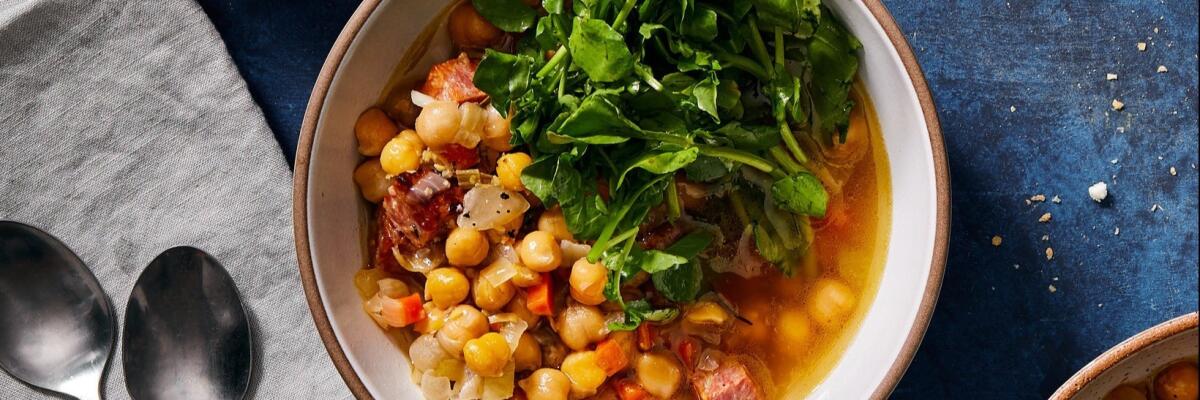 Brothy Baked Chickpeas with Chilled Lemon Watercress