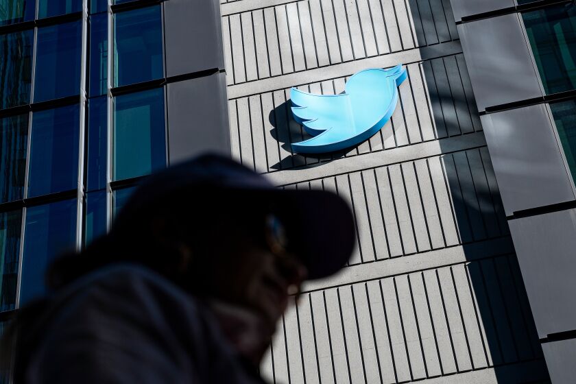 Twitter headquarters in San Francisco, California, US, on Tuesday, Nov, 29, 2022. Twitter Inc. said it ended a policy designed to suppress false or misleading information about Covid-19, part of Musk's polarizing mission to remake the social network as a place for unmoderated speech. Photographer: David Paul Morris/Bloomberg via Getty Images