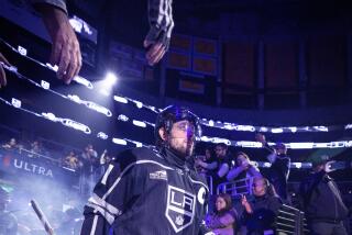 Los Angeles, CA - December 13: Kings center Anze Kopitar, is introduced before a game.