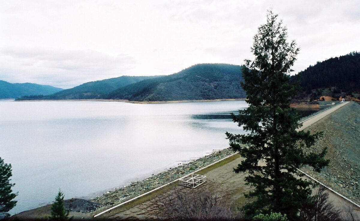 A dam forms a reservoir on a river