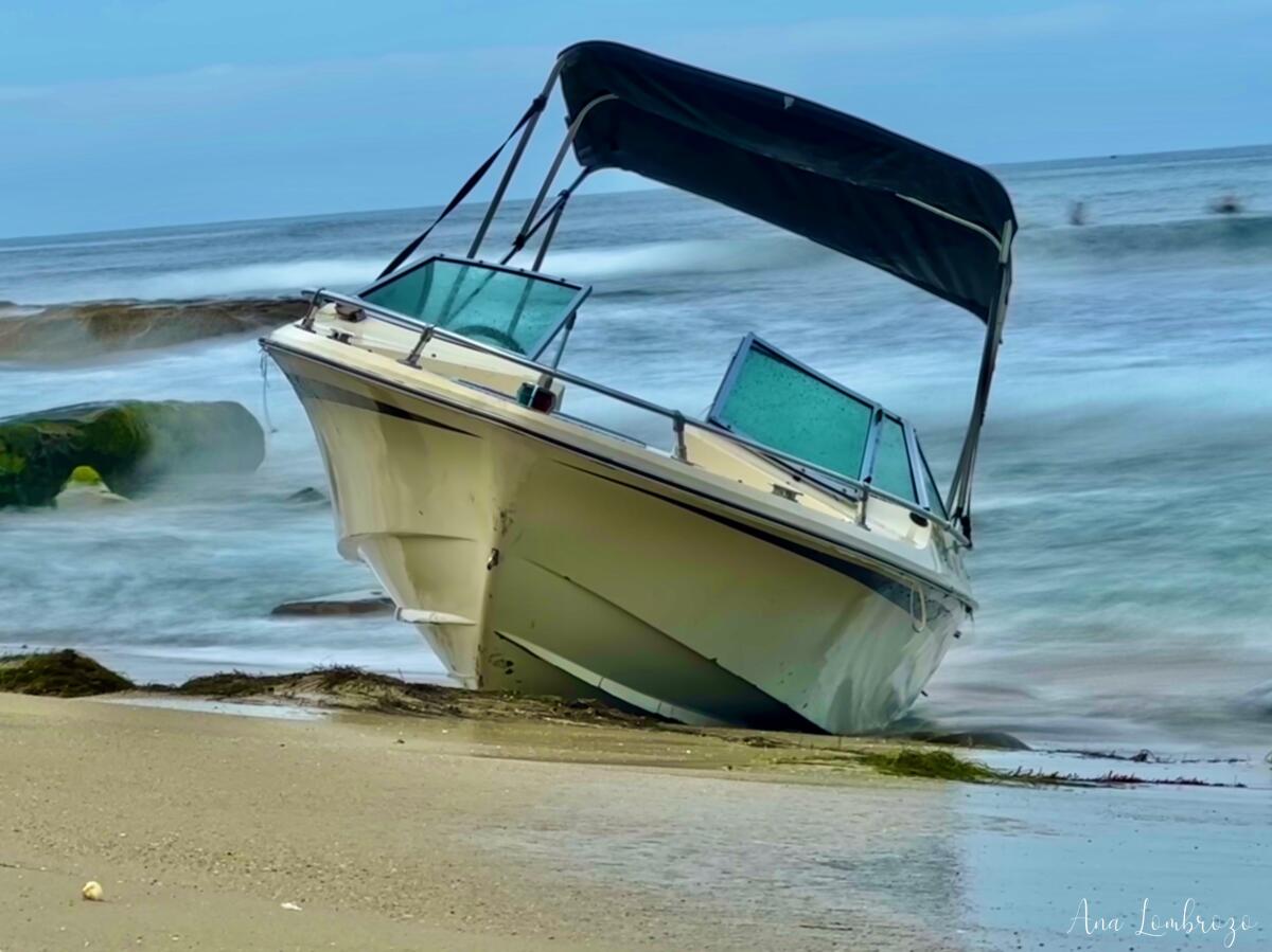 An abandoned boat was found onshore in La Jolla on July 31.