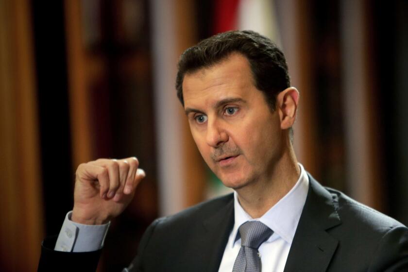Syrian President Bashar Assad speaks during an interview in January at the presidential palace in Damascus.