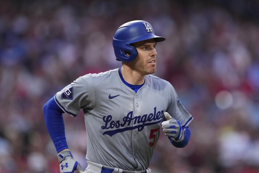 Los Angeles Dodgers' Freddie Freeman plays during a baseball game, Tuesday.