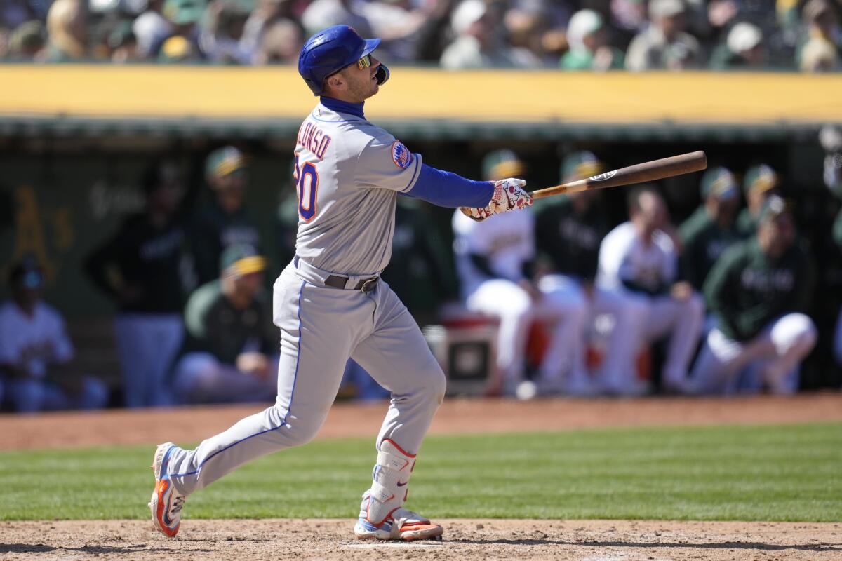 Alonso, Mets rally to beat A's 4-3 in 10 and complete sweep - The San Diego  Union-Tribune