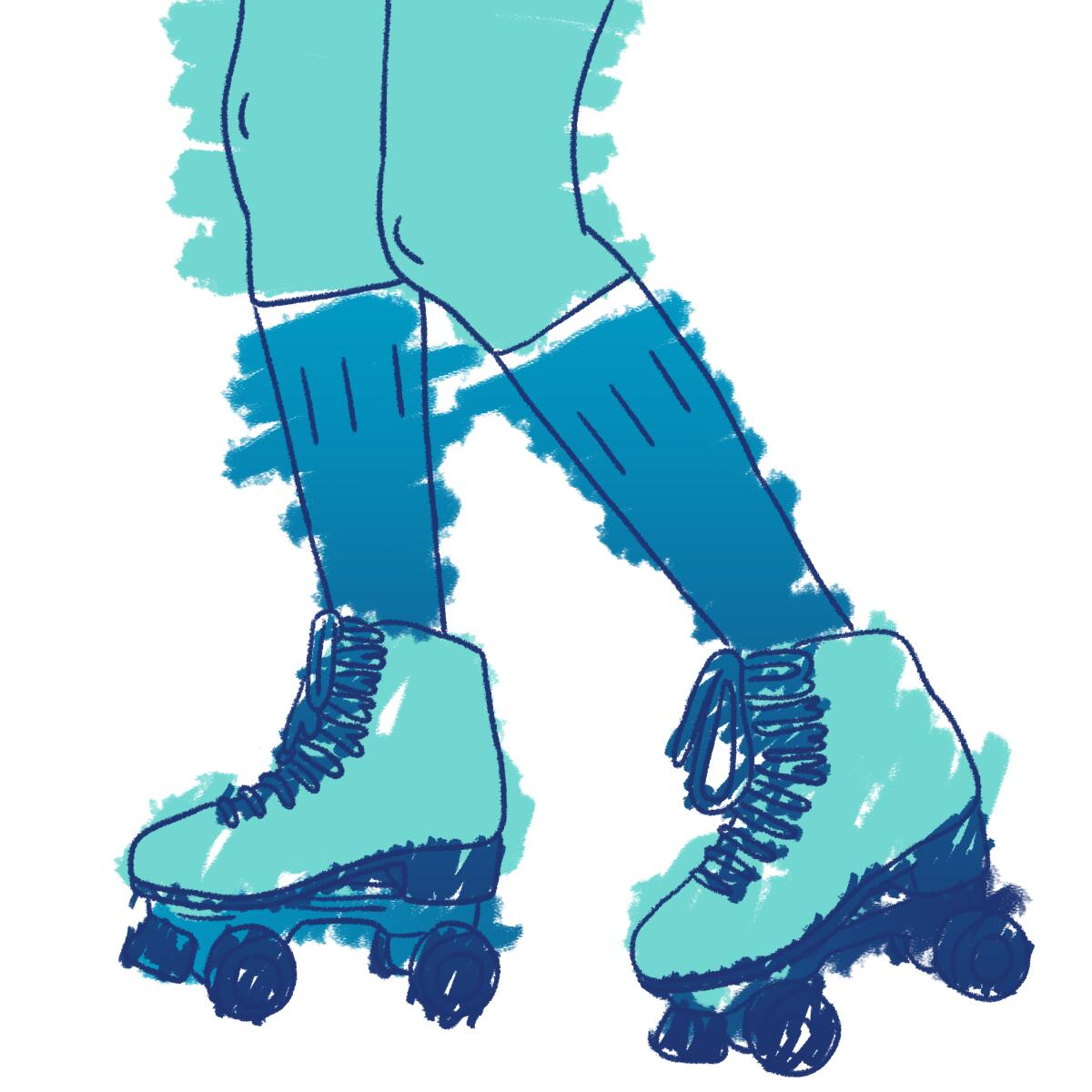 Illustration of roller skater from knees down