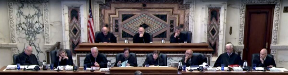 A screenshot of an en banc panel of the 9th U.S. Circuit Court of Appeals on June 6, 2016.