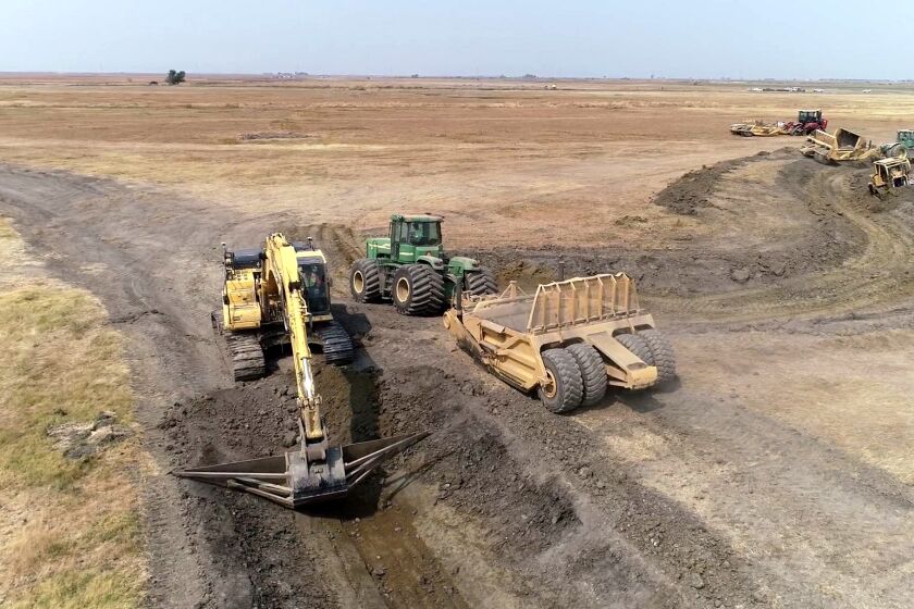 Nov. 2020 photo of construction work at the Lower Yolo Ranch Tidal Restoration Project.