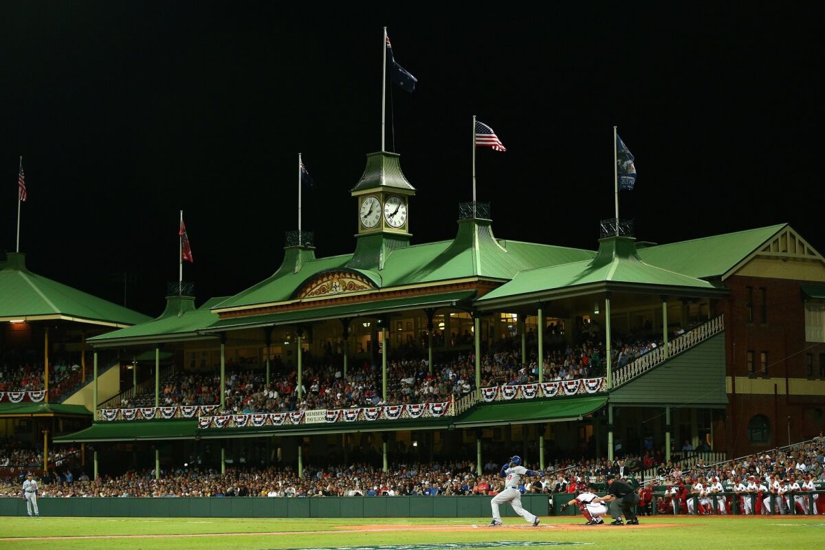 The Dodgers played the opening games of the 2014 season in Sydney, Australia, at the Cricket Ground.