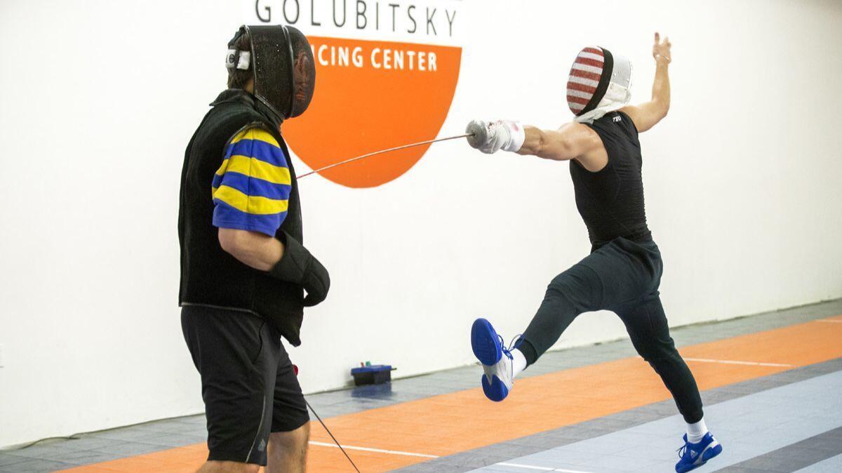 Race Imboden in a training session with coach Sergei Golubitsky.