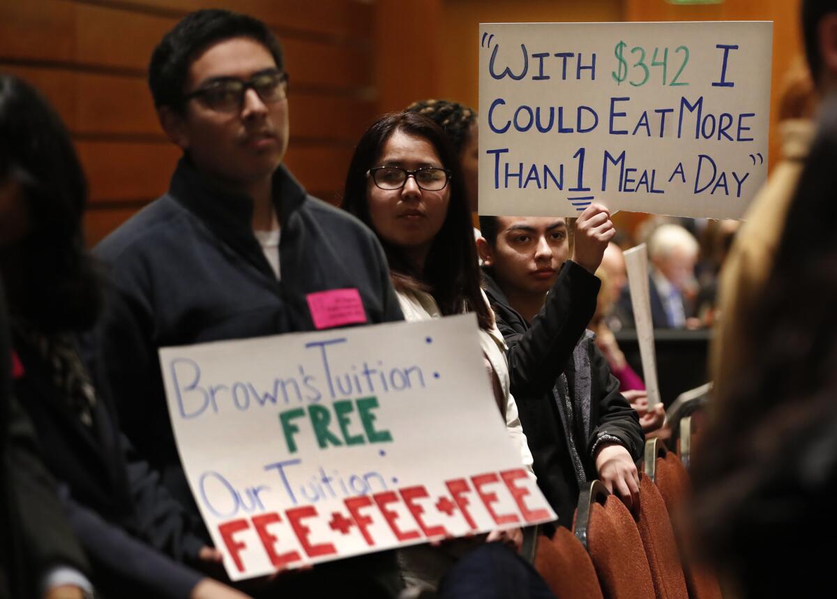 UC Berkeley students speak out against a proposed tuition increase at a Board of Regents meeting in January.