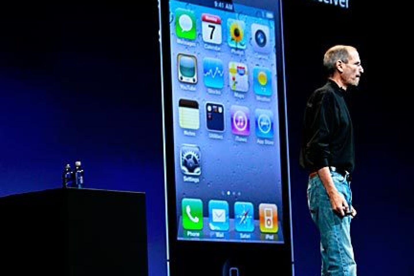 Jobs introduces the iPhone 4 at the Apple Worldwide Developers Conference. "I grew up with 'The Jetsons' and 'Star Trek,' just dreaming about video calls," Jobs told the audience. "And it's real now."