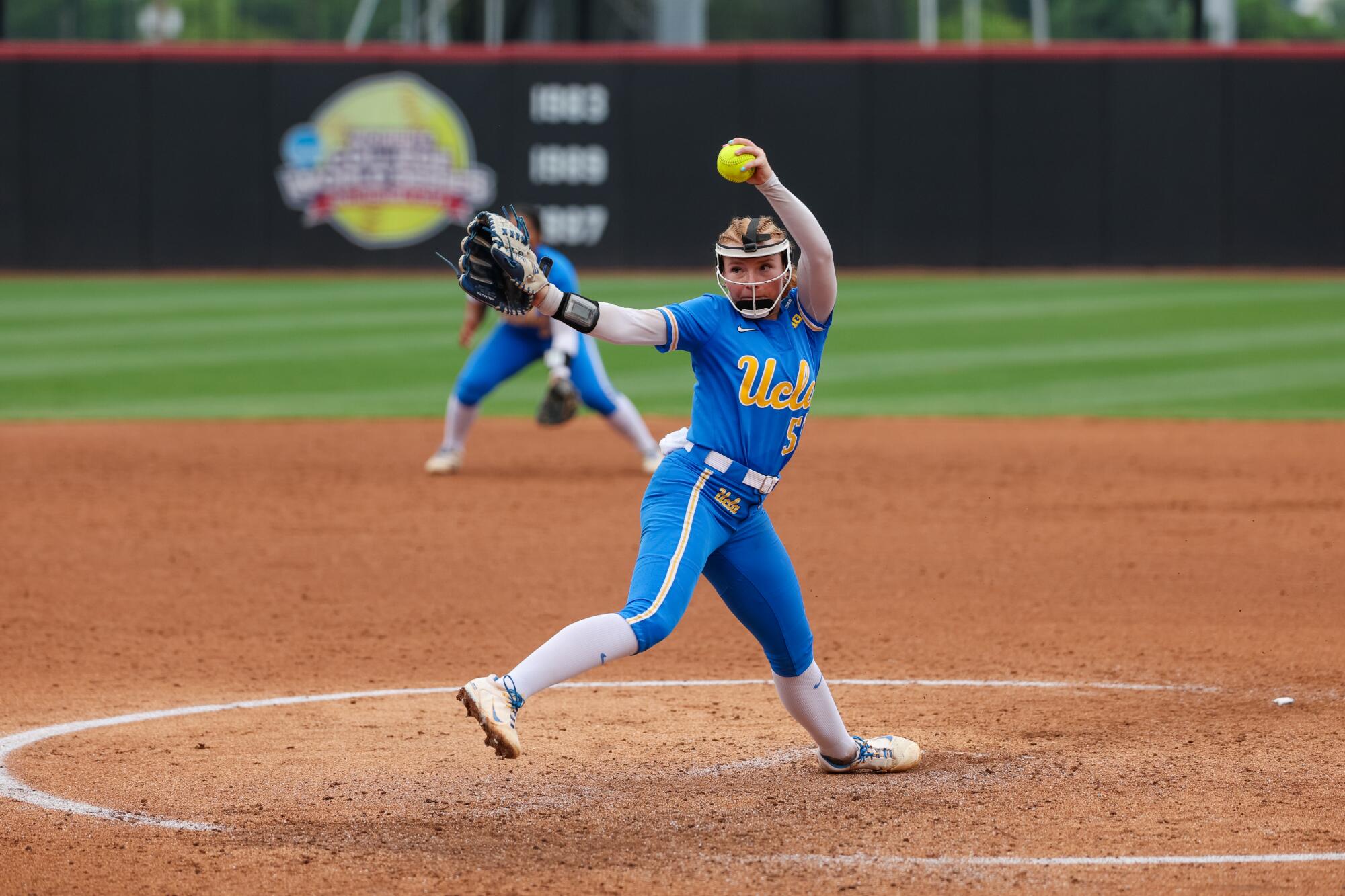UCLA pitcher Kaitlyn Terry winds up to pitch during a Super Regional win over South Carolina Sunday in Columbia, S.C.
