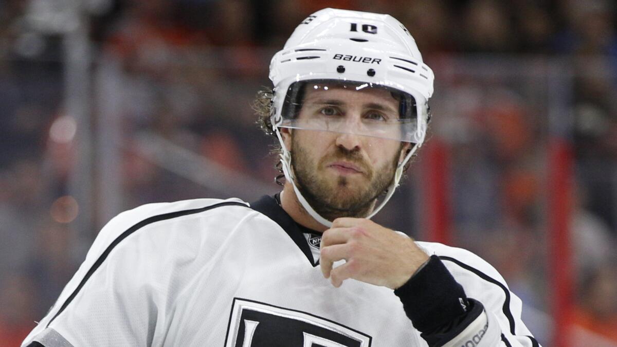Mike Richards looks on during the first period against the Philadelphia Flyers last season.