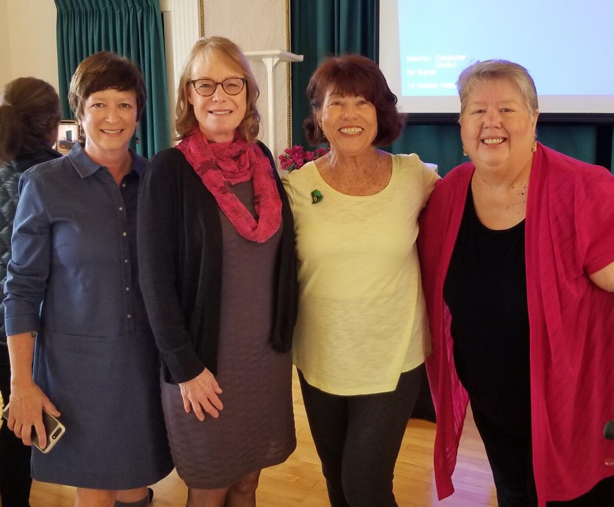 Liz Segre, club president Pam Egan, Jody Ross, Mary Lou Benzel