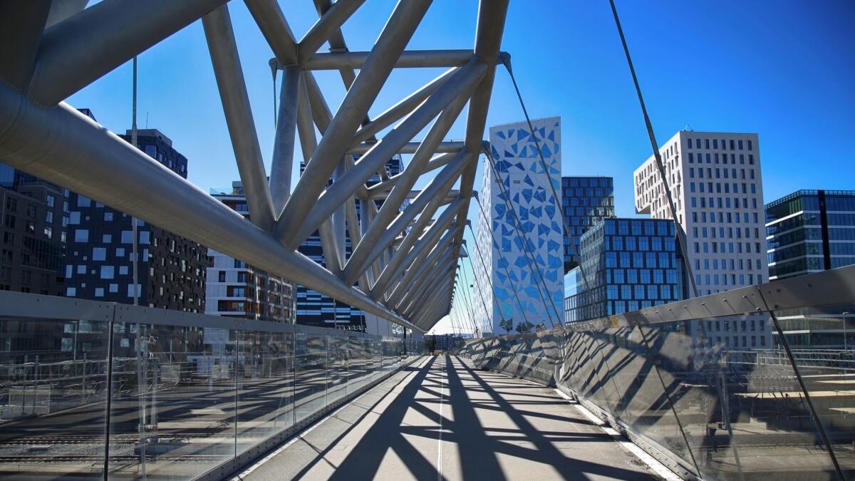 Akrobaten pedestrian bridge in Oslo, a city that's becoming known for architecture.