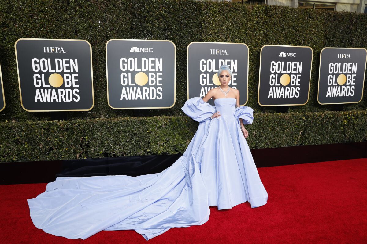 Lady Gaga arrives at the 76th Golden Globes at the Beverly Hilton in Beverly Hills on Sunday.