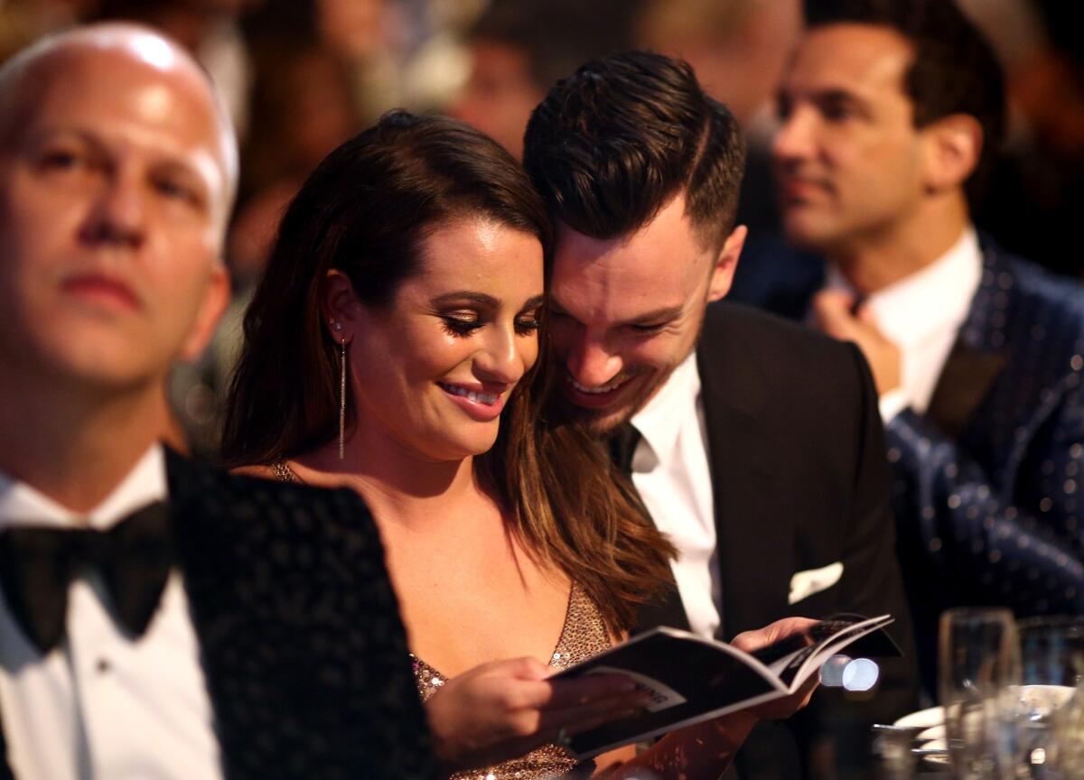 "Glee" star Lea Michele and her new boyfriend, Matthew Paetz, attend the amfAR LA Inspiration Gala honoring Tom Ford at Milk Studios on Wednesday in Hollywood.