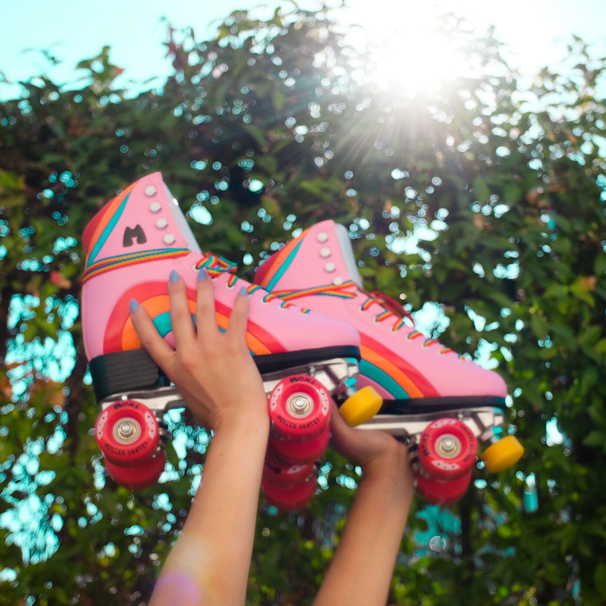 Colorful pink roller skates form Pigeon's Roller Skate Shop