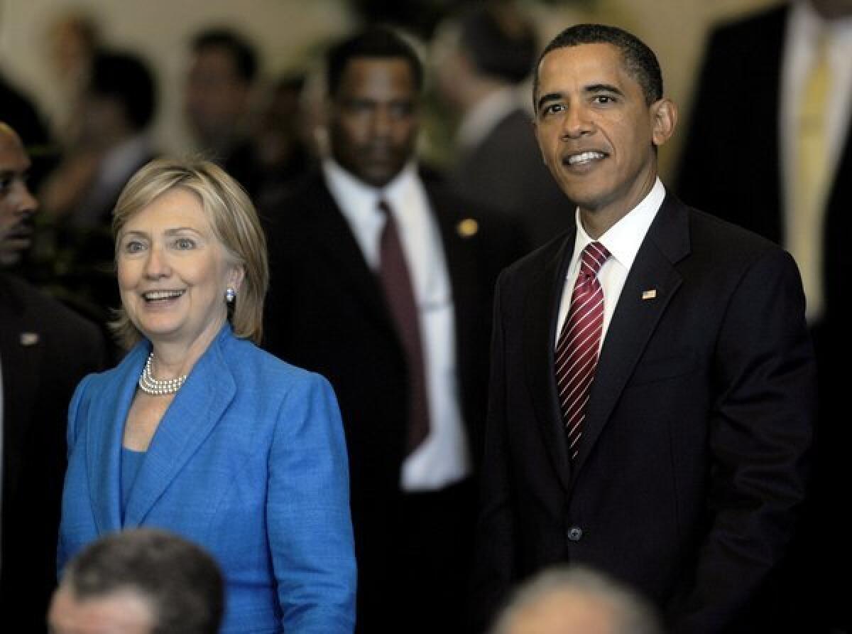 President Obama and then-Secretary of State Hillary Rodham Clinton in 2009. Two Obama campaign veterans have signed on to help a "super PAC" devoted to laying the groundwork for a Clinton presidential run in 2016.