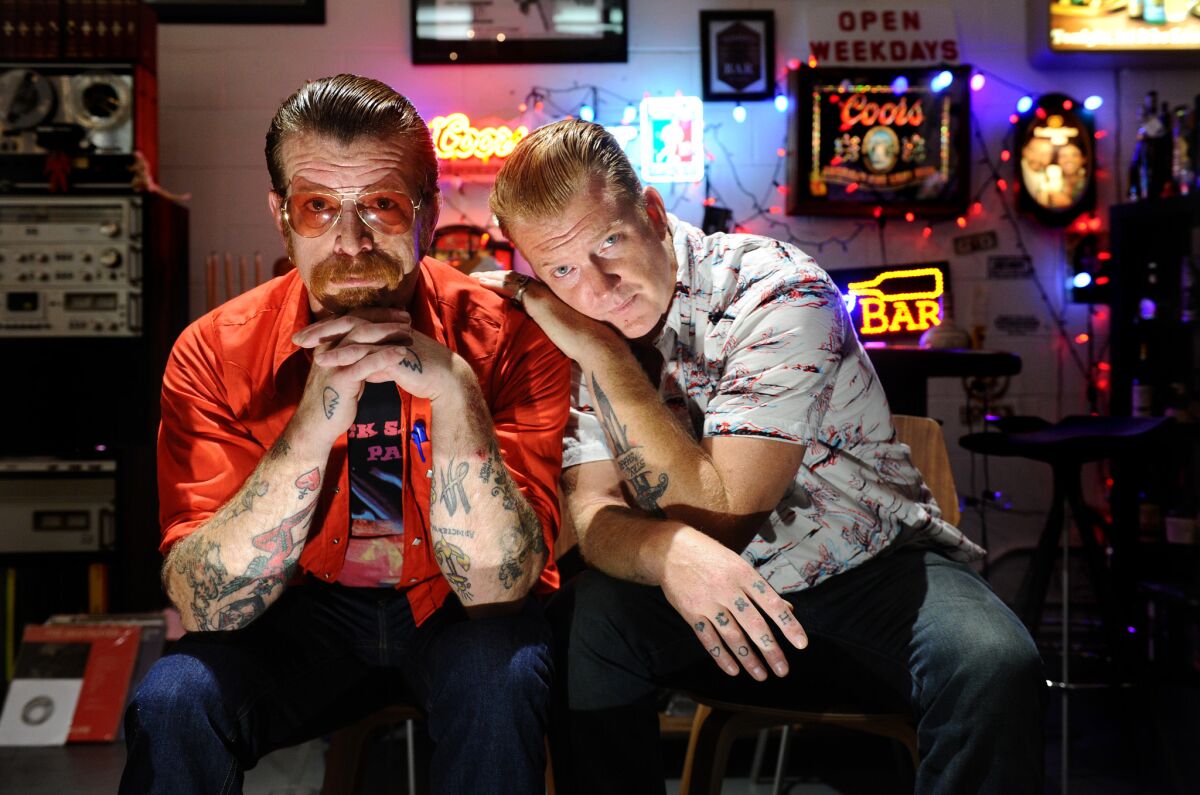 Jesse Hughes, left, and Joshua Homme of the group Eagles of Death Metal in August.