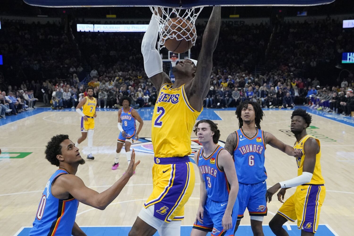 Dennis Schroder leads depleted Lakers to crucial win over Thunder
